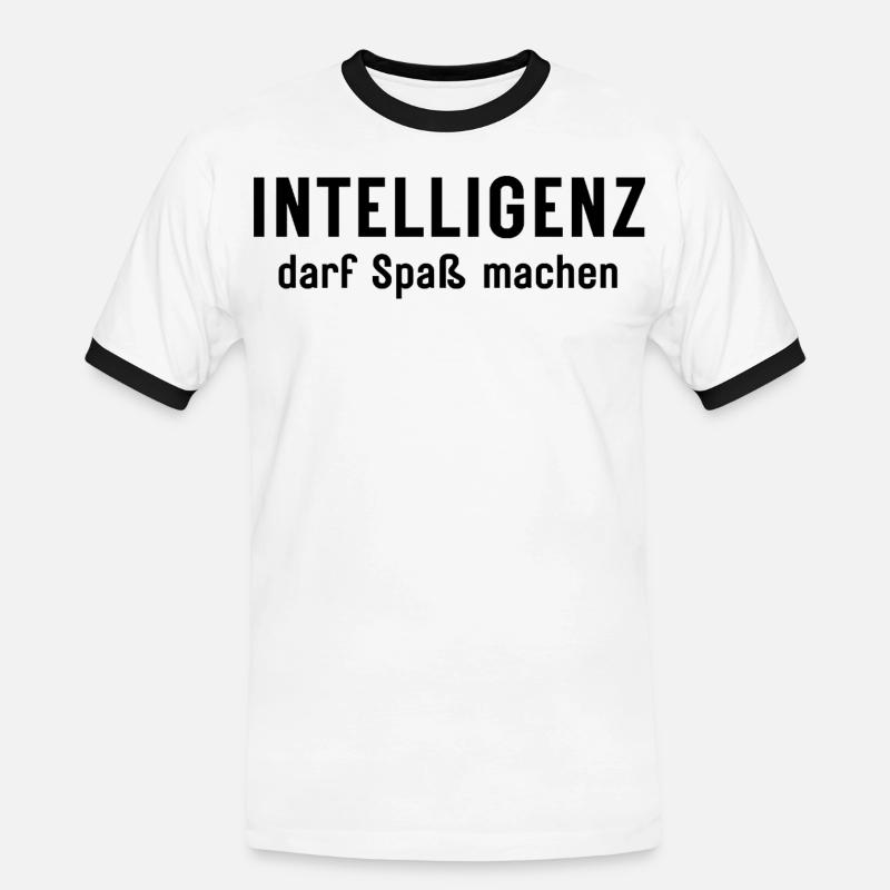 Intelligenz darf Spaß machen Statement Design - Männer Kontrast-T-Shirt - Weiß/Schwarz