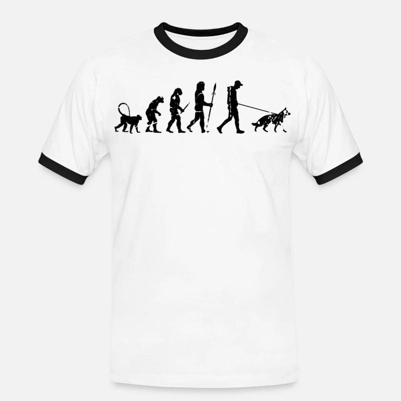 German Shepherd Evolution - Men's Ringer Shirt - white/black