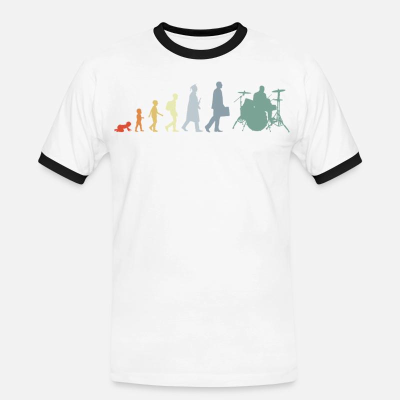 Drummer Evolution - Men's Ringer Shirt - white/black