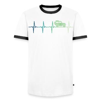 Offroad-4x4 Offroad-Geländefahrzeug - Männer Kontrast-T-Shirt - Weiß/Schwarz - Vorne - AI Model Female 172 light (172cm) & AI Model Male 178 dark (178cm)