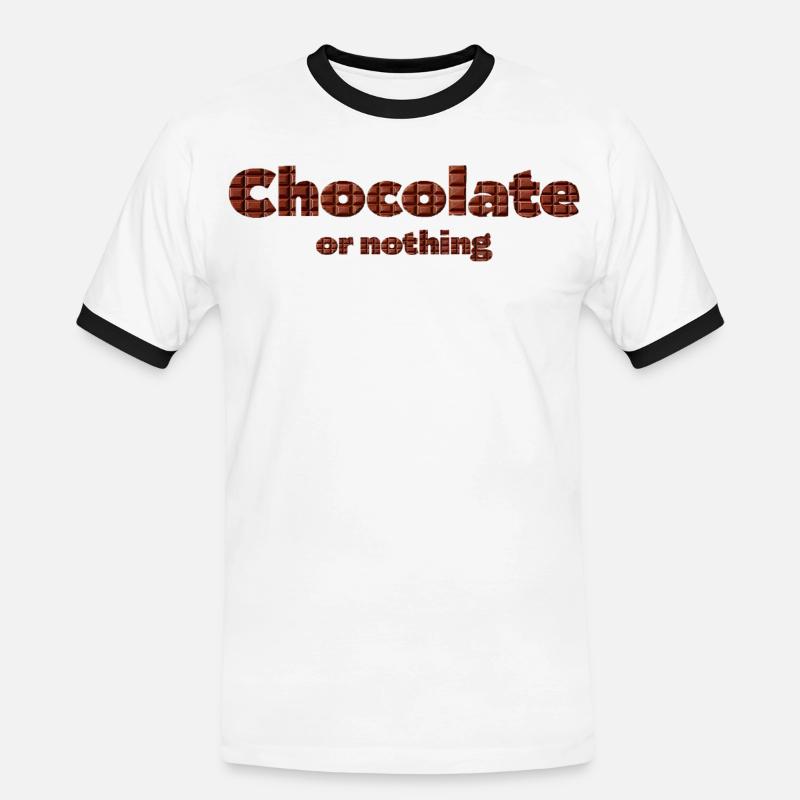 Schokoladen Muster mit 3D-Effekt - Männer Kontrast-T-Shirt - Weiß/Schwarz