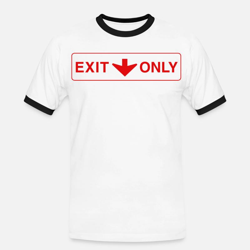 Exit Only - funny gift - Men's Ringer Shirt - white/black