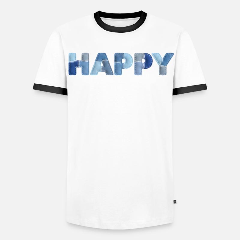HAPPY Denim Patchwork New Trend - Men's Ringer Shirt - white/black