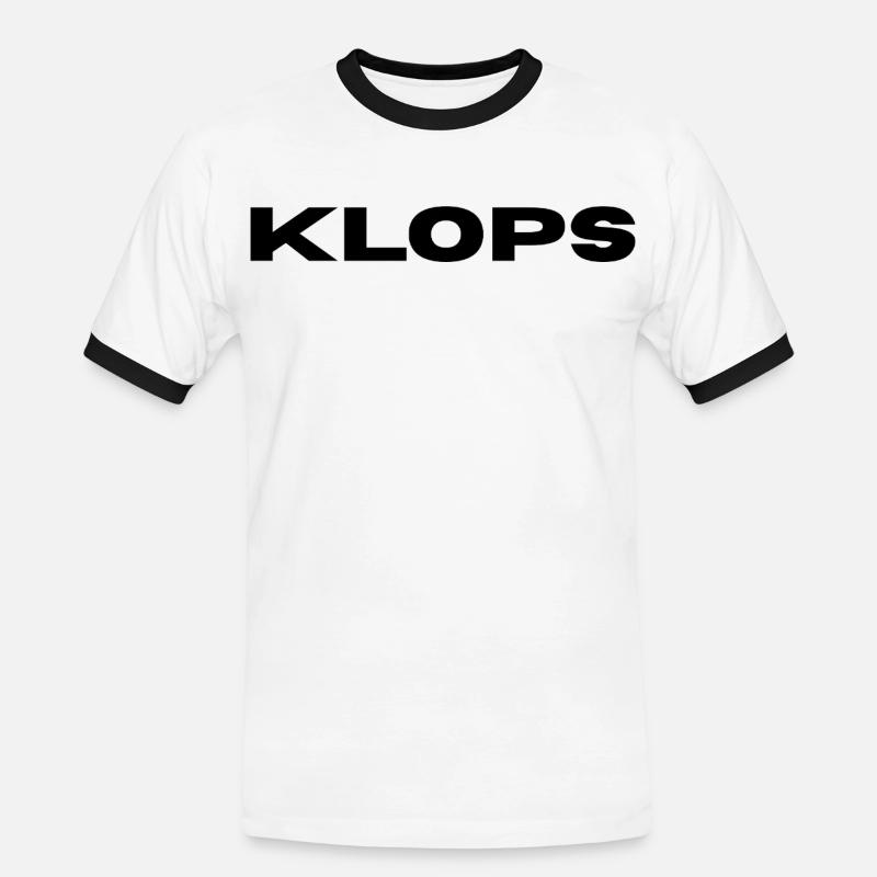 Klops - Hier ist der Name Programm - Männer Kontrast-T-Shirt - Weiß/Schwarz