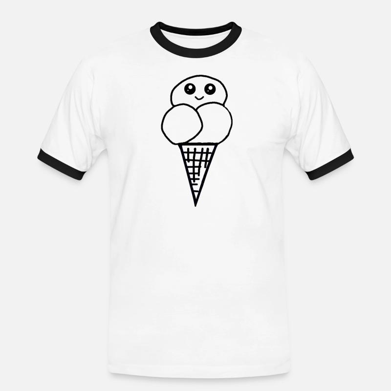 Eis Eiswaffel Eistüte Eiscreme Eiskrem - Men's Ringer Shirt - white/black