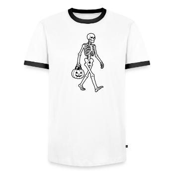 Skeleton Halloween - Men's Ringer Shirt - white/black - Front - AI Model Female 172 light (172cm) & AI Model Male 178 dark (178cm)