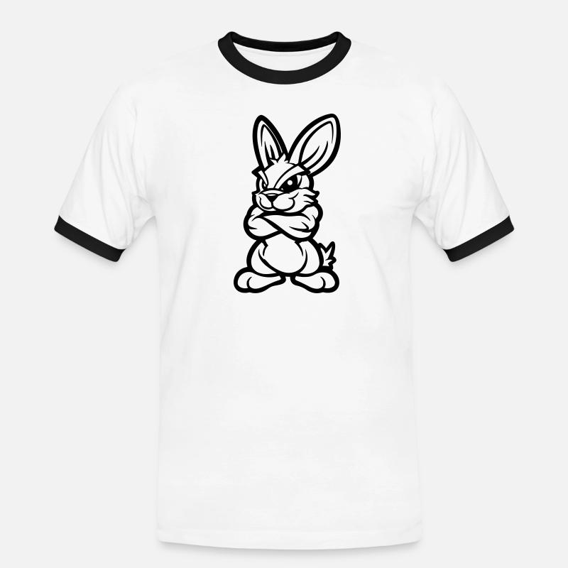 Hase Rabbit Comic - Männer Kontrast-T-Shirt - Weiß/Schwarz