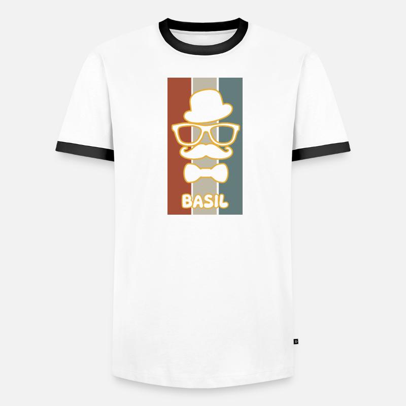 Basil - Men's Ringer Shirt - white/black