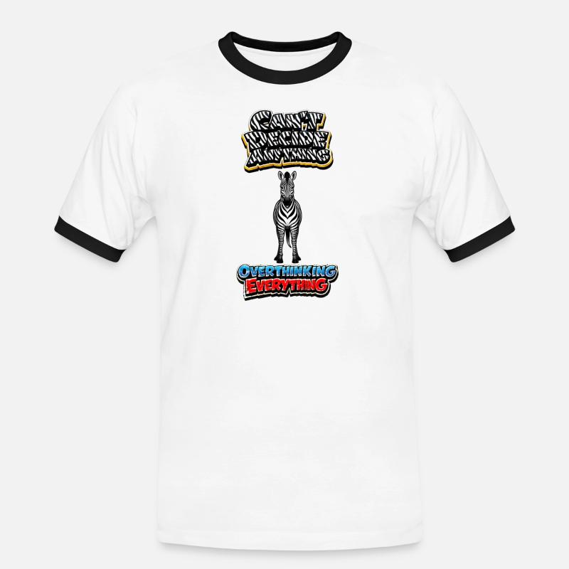 Zebra Overthinking Graphics - Men's Ringer Shirt - white/black