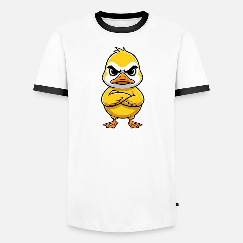 Grumpy Duck Cartoon Annoyed Grumpy Sour - Men's Ringer Shirt - white/black