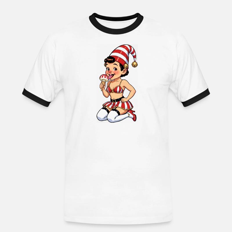 Leprechaun-Mädchen mit Eistüte - Männer Kontrast-T-Shirt - Weiß/Schwarz