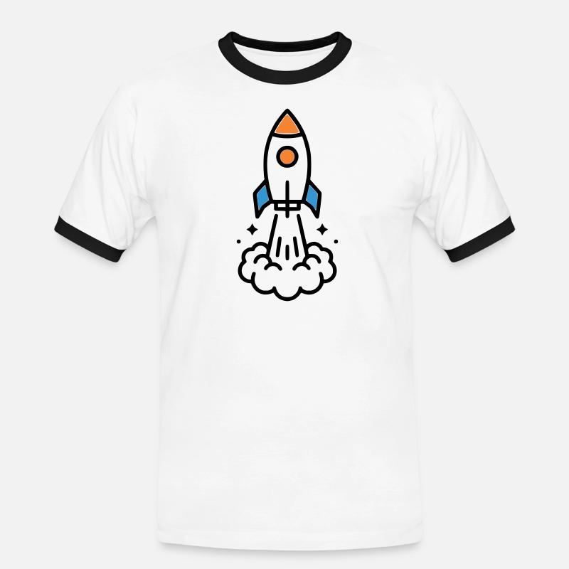 Rocket Launch Space Comic - Men's Ringer Shirt - white/black