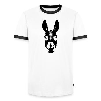 Esel / Kopf  - Männer Kontrast-T-Shirt - Weiß/Schwarz - Vorne - AI Model Female 172 light (172cm) & AI Model Male 178 dark (178cm)