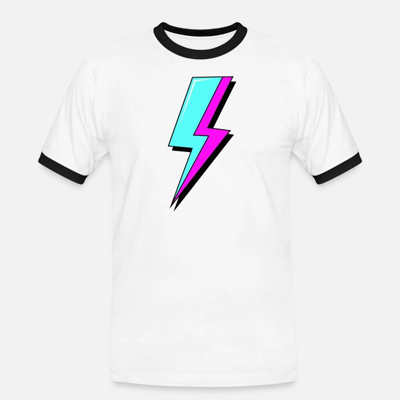 Psychedelic Neon Lightning - Men's Ringer Shirt - white/black