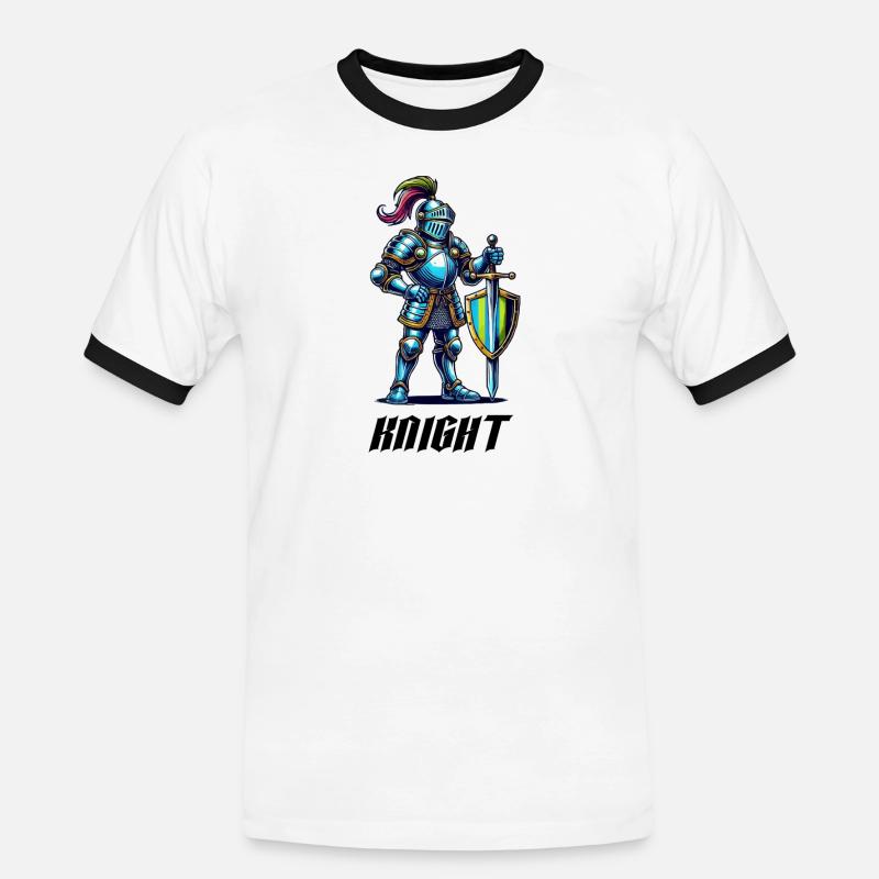 ritter comic - Männer Kontrast-T-Shirt - Weiß/Schwarz