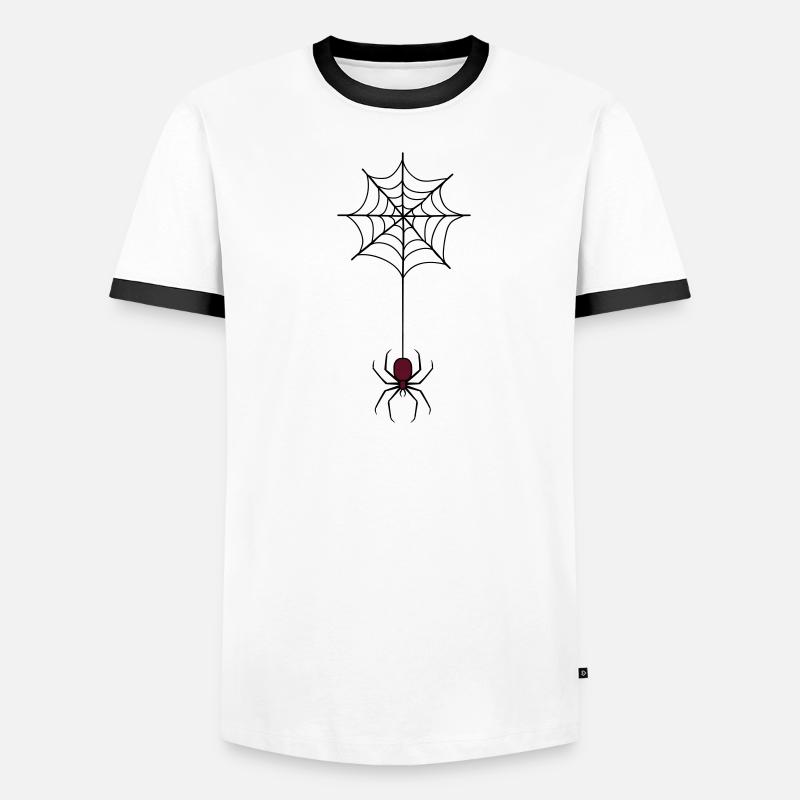 Spooky Halloween Spider in Web 3 - Men's Ringer Shirt - white/black