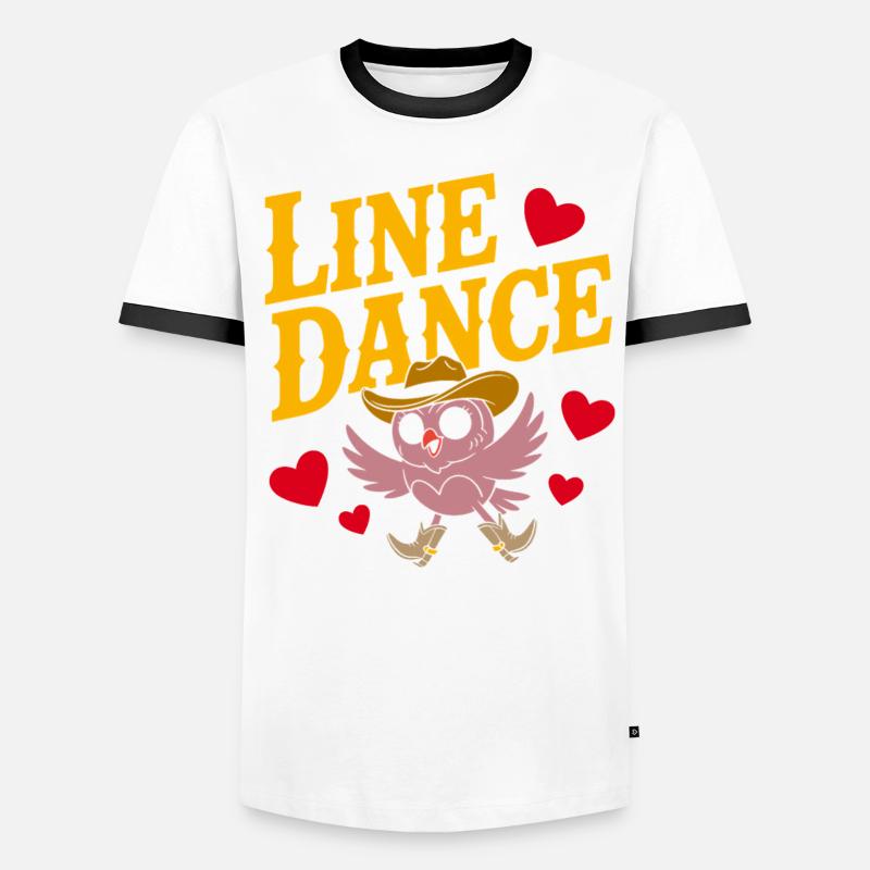 Linedance Eule mit Hut - Männer Kontrast-T-Shirt - Weiß/Schwarz