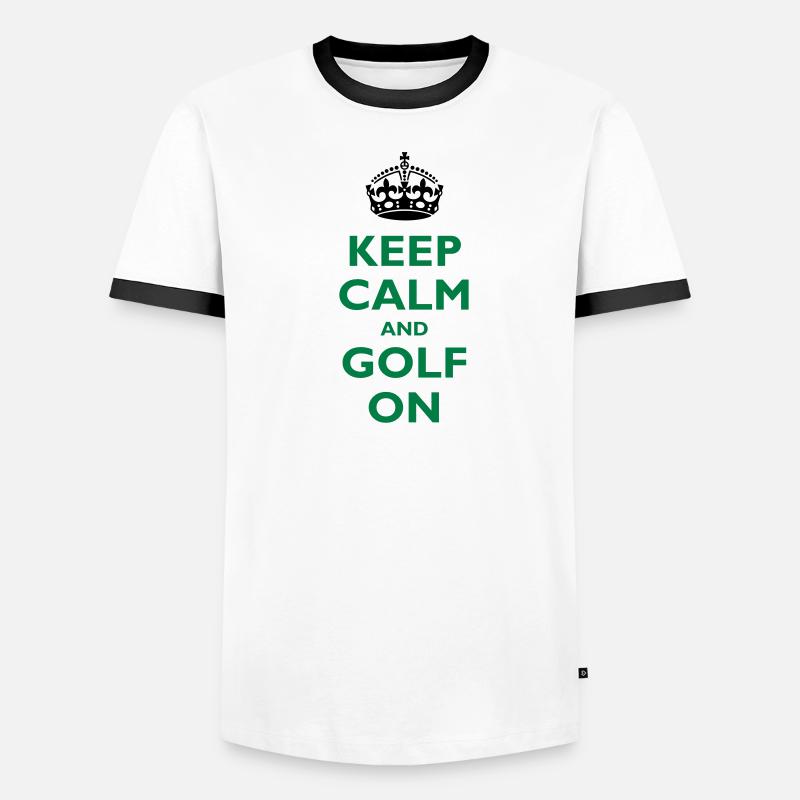 Keep calm and golf on - Männer Kontrast-T-Shirt - Weiß/Schwarz