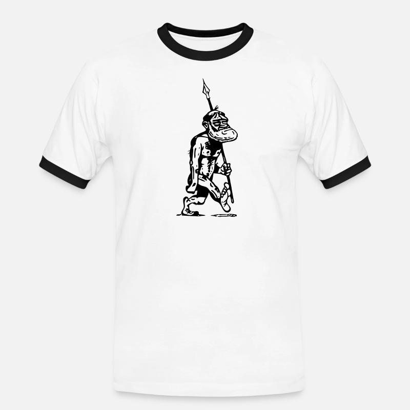 höhlenmensch Vorfahre Menschenaffe Evolution - Männer Kontrast-T-Shirt - Weiß/Schwarz