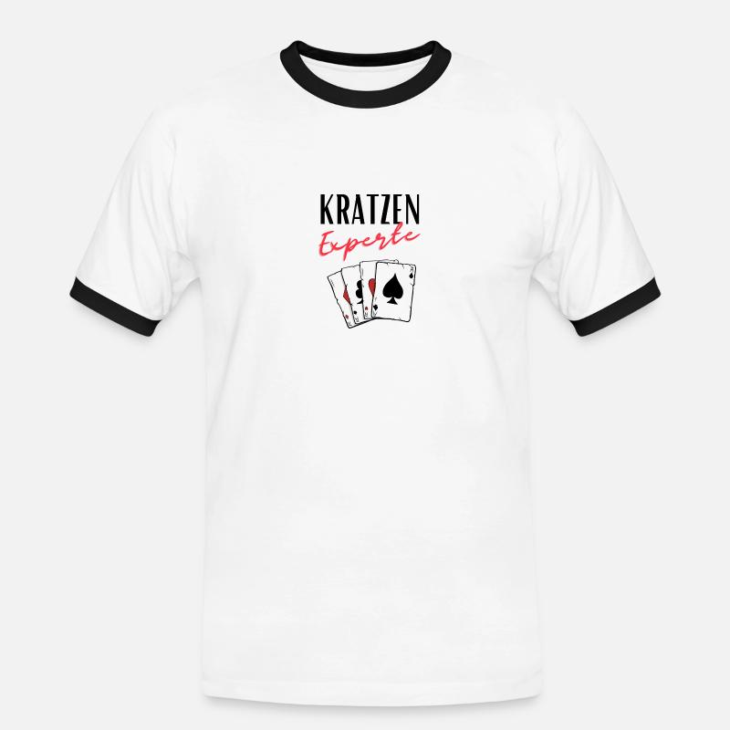 Scratching expert - Men's Ringer Shirt - white/black