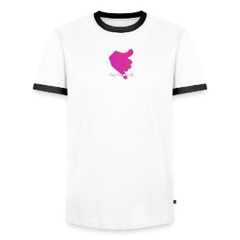 Un_p_tit_peu_l-removebg-preview - Männer Kontrast-T-Shirt - Weiß/Schwarz - Vorne - AI Model Female 172 light (172cm) & AI Model Male 178 dark (178cm)