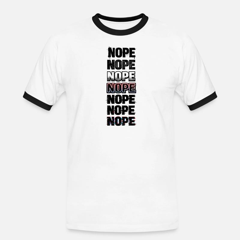 Nope Neon Glitch Text Stack - Men's Ringer Shirt - white/black