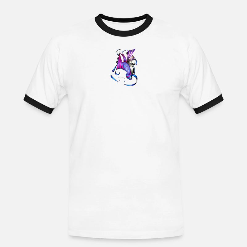 Farbige Spiral- und Fächerkunst - Männer Kontrast-T-Shirt - Weiß/Schwarz