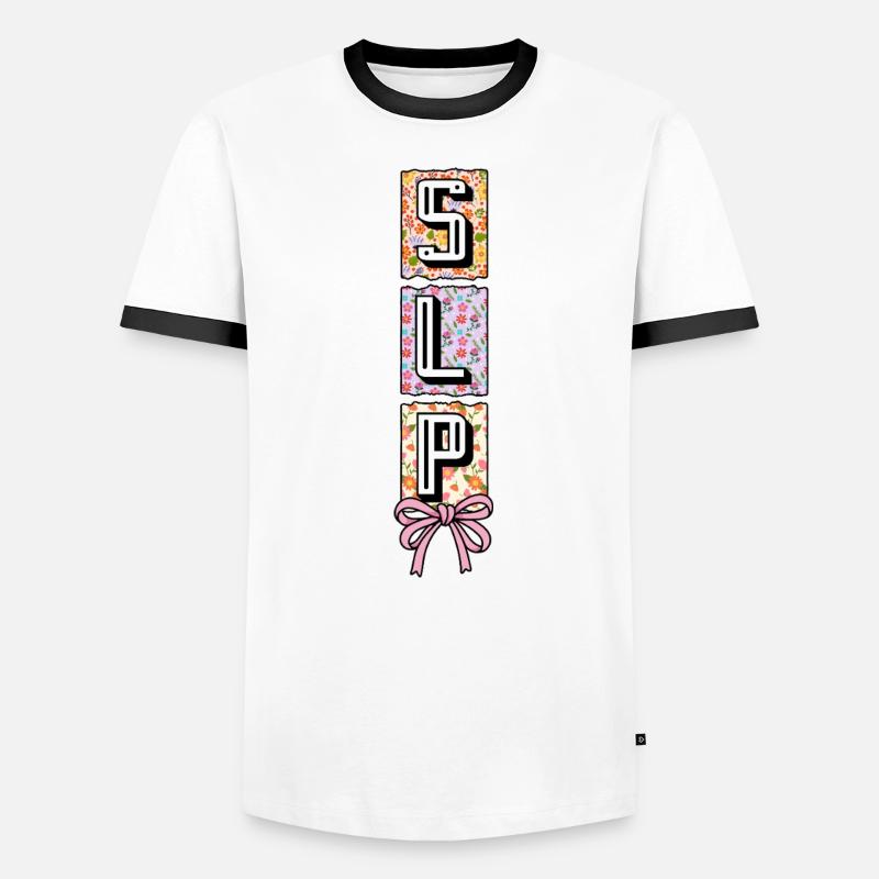 SLP Speech Language Pathology Speech Therapist - Men's Ringer Shirt - white/black