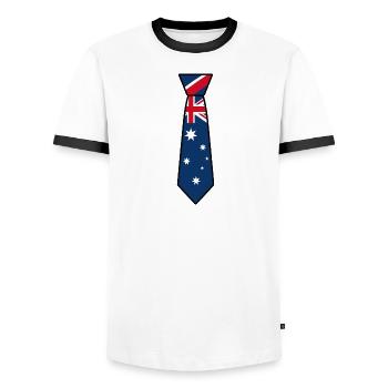 Australien-Unentschieden - Männer Kontrast-T-Shirt - Weiß/Schwarz - Vorne - AI Model Female 172 light (172cm) & AI Model Male 178 dark (178cm)