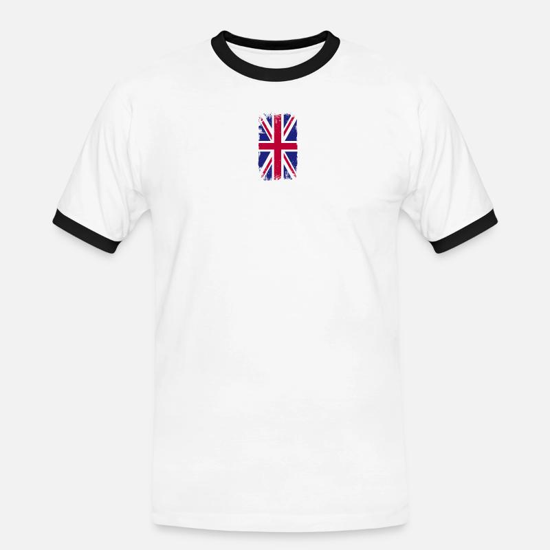 Grunge Union Jack Splash - Men's Ringer Shirt - white/black