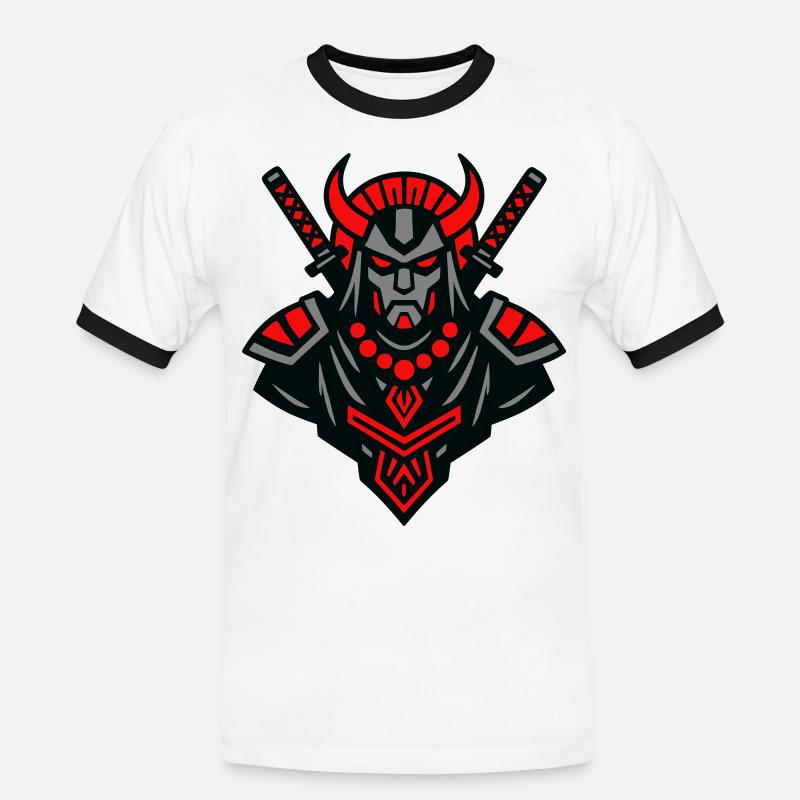 Samurai Devil Warrior - Männer Kontrast-T-Shirt - Weiß/Schwarz