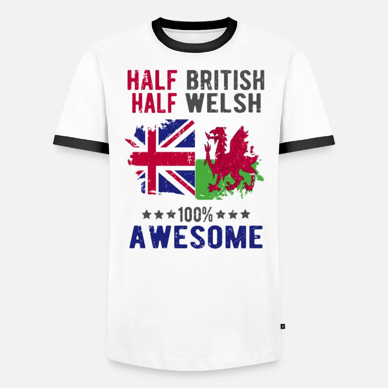 Halb Brite Halb Waliser - Männer Kontrast-T-Shirt - Weiß/Schwarz