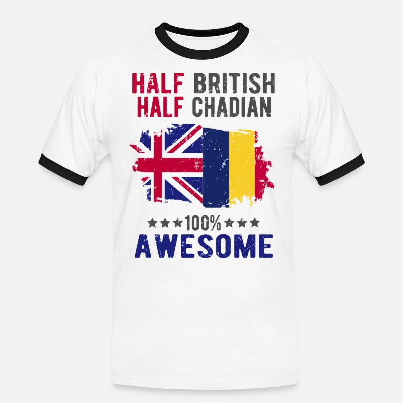 Half British Half Chader - Men's Ringer Shirt - white/black