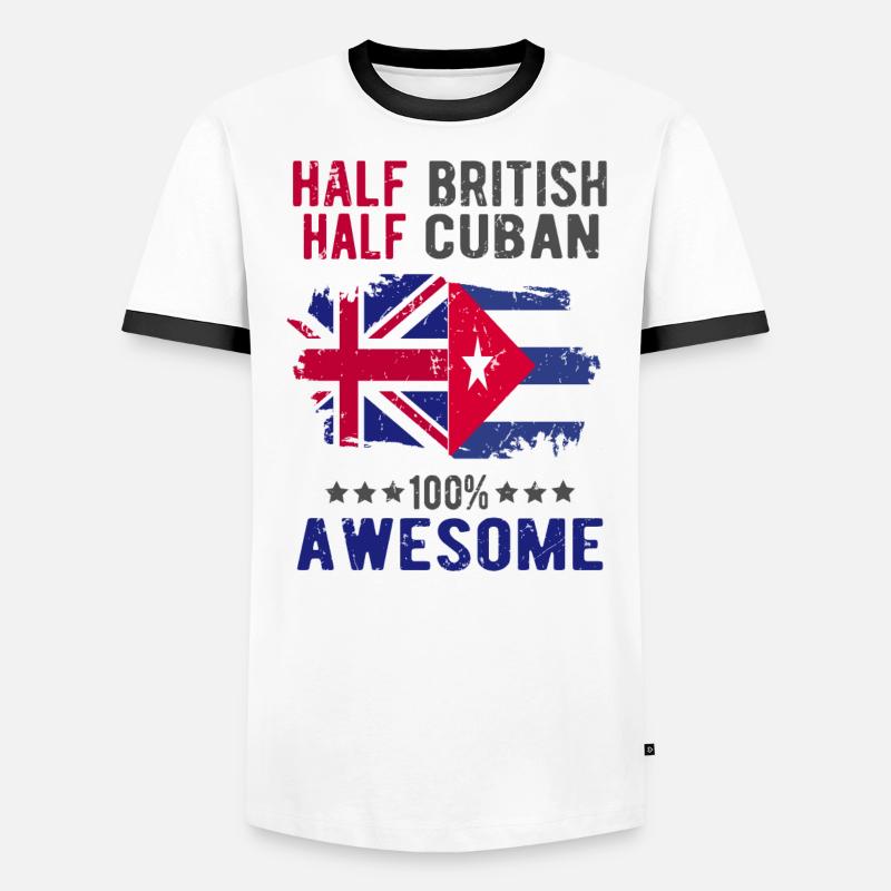 Halb Brite Halb Kubaner - Männer Kontrast-T-Shirt - Weiß/Schwarz