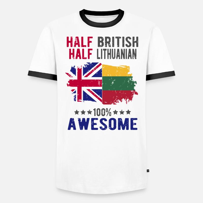Halb Brite Halb Litauer - Männer Kontrast-T-Shirt - Weiß/Schwarz