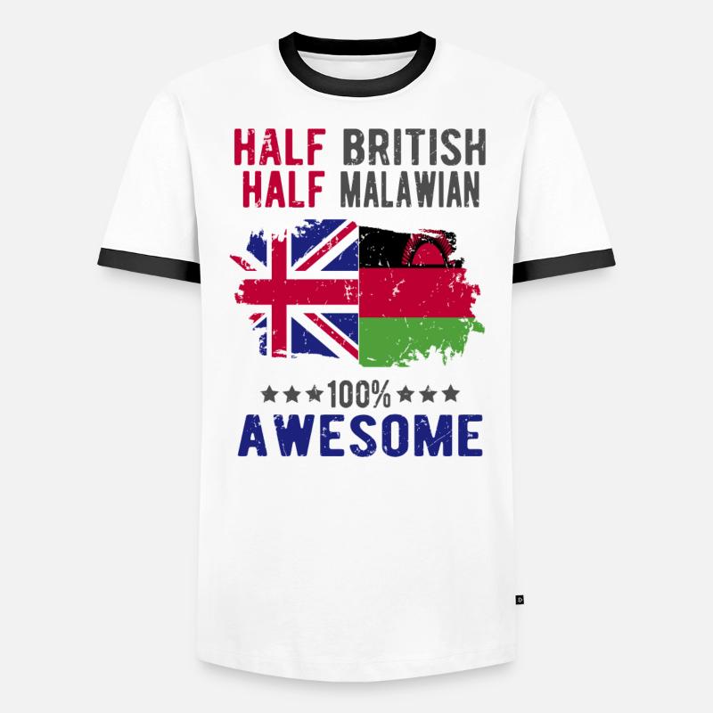 Halb Brite Halb Malawi - Männer Kontrast-T-Shirt - Weiß/Schwarz