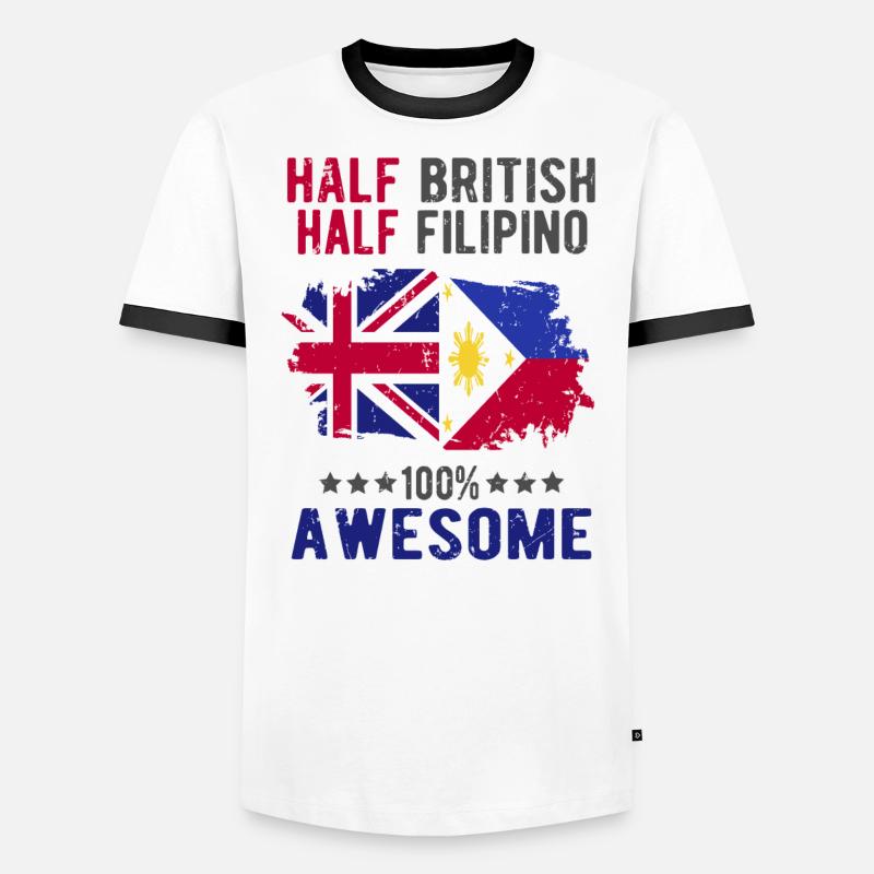 Halb Brite Halb Philippiner - Männer Kontrast-T-Shirt - Weiß/Schwarz