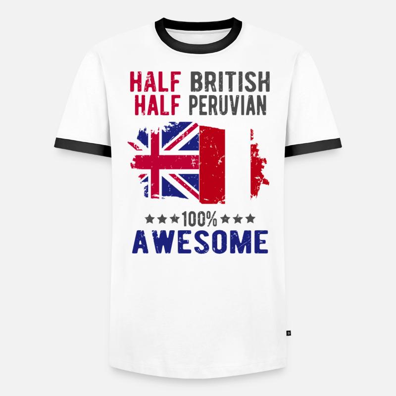 Halb Brite Halb Peruaner - Männer Kontrast-T-Shirt - Weiß/Schwarz
