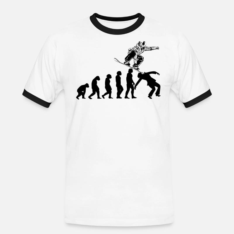 Snowboarding Snowboarders Evolution Snowboard - Männer Kontrast-T-Shirt - Weiß/Schwarz