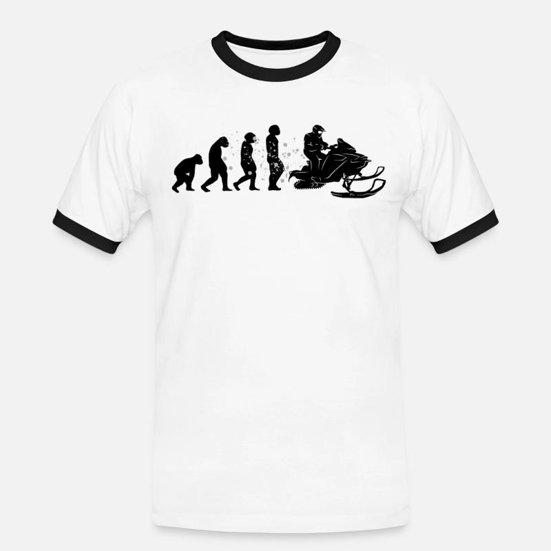 Snowmobile driver Snowmobile Evolution - Men's Ringer Shirt - white/black