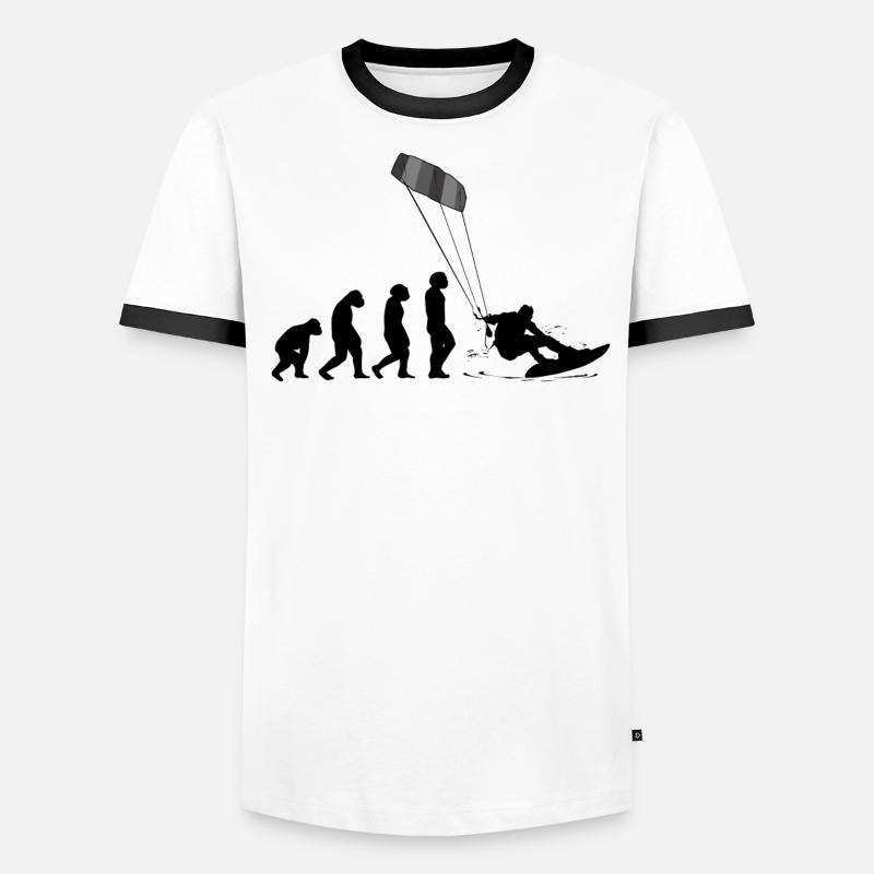 Kitesurf Kiteboard Kitesurfen Kite-Surf Evolution - Männer Kontrast-T-Shirt - Weiß/Schwarz