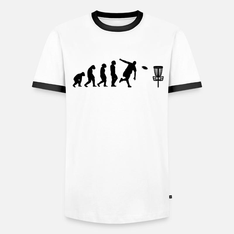 Disc-Golf-Spieler Disc-Golfer Game Evolution - Männer Kontrast-T-Shirt - Weiß/Schwarz