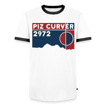 Piz Curvér Finisher Ski Touring Hiking Climbing - Men's Ringer Shirt - white/black - Front - AI Model Female 172 light (172cm) & AI Model Male 178 dark (178cm)