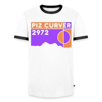 Piz Curvér Finisher Ski Touring Hiking Climbing - Men's Ringer Shirt - white/black - Front - AI Model Female 172 light (172cm) & AI Model Male 178 dark (178cm)
