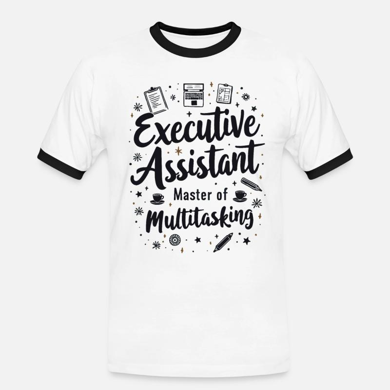 Assistent der Geschäftsführung Multitasking Expert - Männer Kontrast-T-Shirt - Weiß/Schwarz