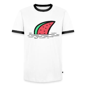 Aileron de requin pastèque - T-shirt contrasté Homme - blanc/noir - Devant - AI Model Female 172 light (172cm) & AI Model Male 178 dark (178cm)