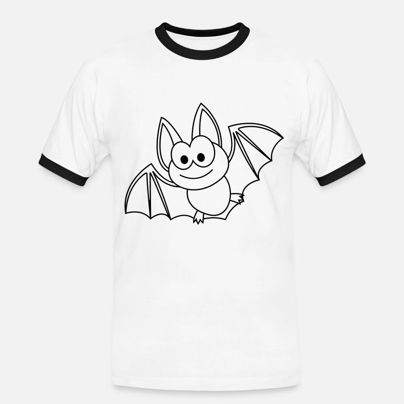 Fledermaus Comic Tier - Männer Kontrast-T-Shirt - Weiß/Schwarz
