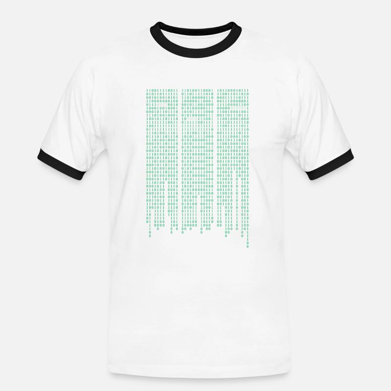 Matrix code - Männer Kontrast-T-Shirt - Weiß/Schwarz