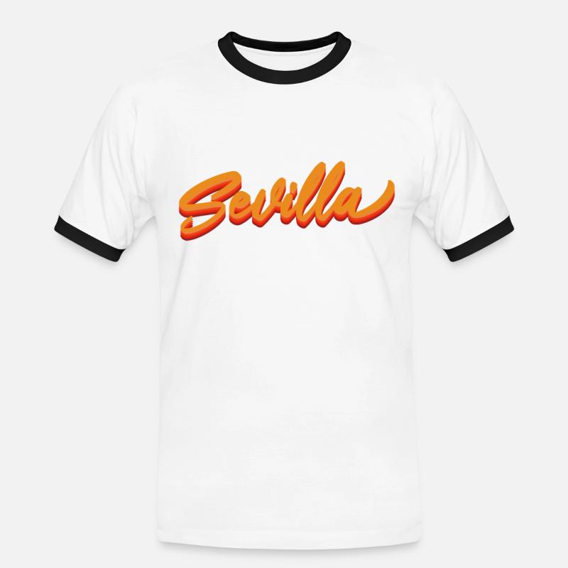 Sevilla Gradient Script Logo - Men's Ringer Shirt - white/black