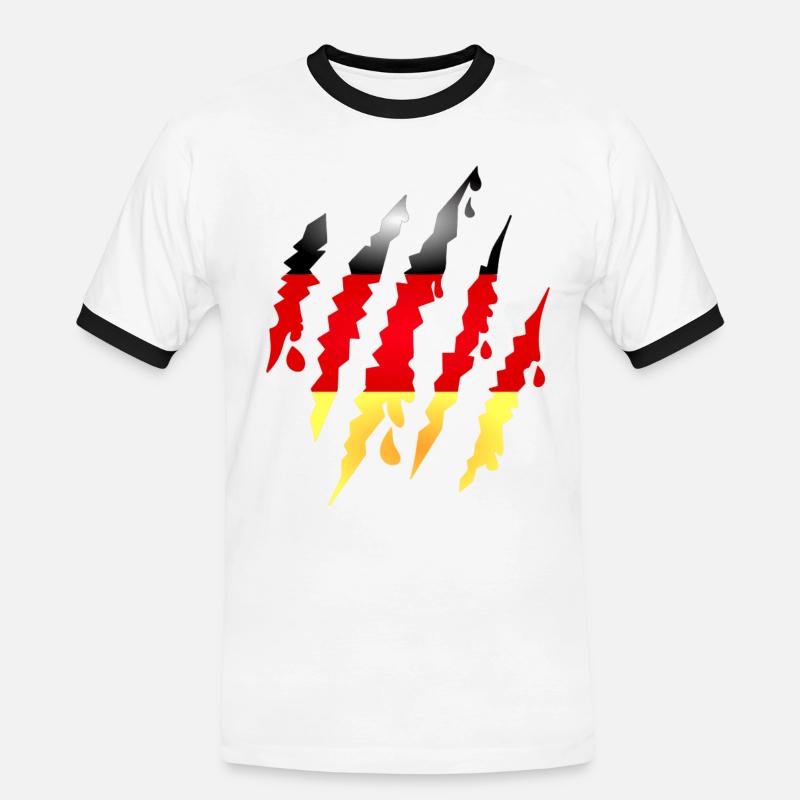 Claw scratches with Germany flag - Men's Ringer Shirt - white/black